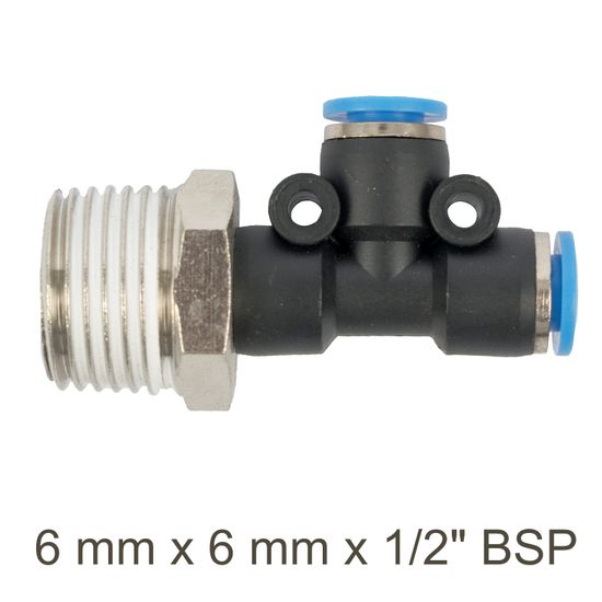 Pu Hose Fitting Tee 6mm X 6mm X 1/2'm